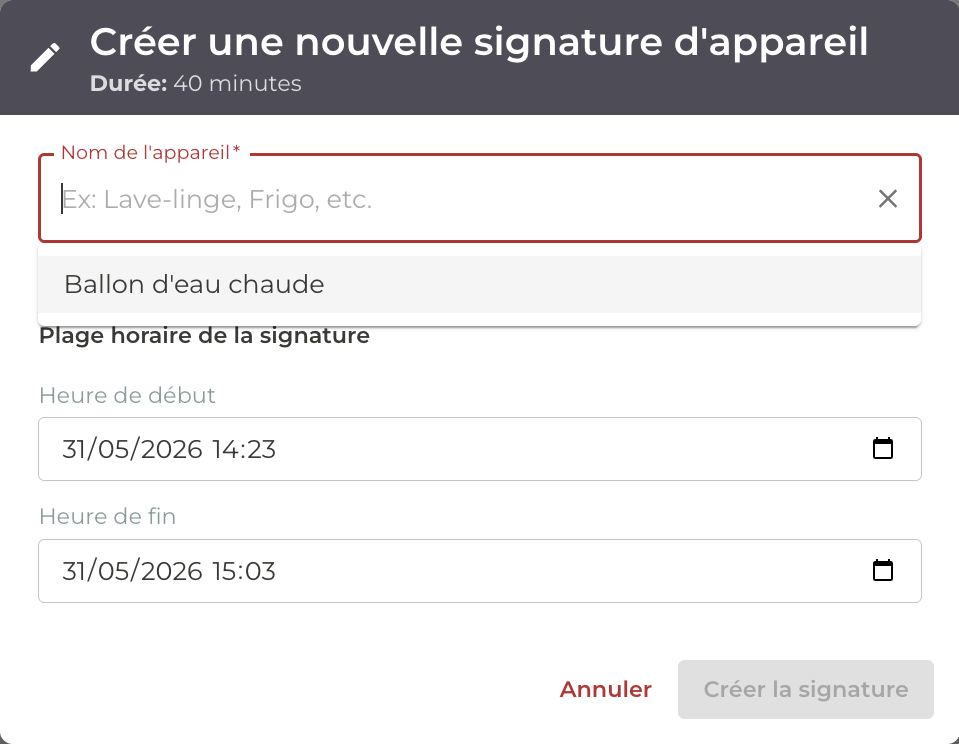 Linkya interface: new signature created.